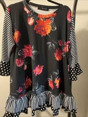 Black Floral & Stripe Tunic
